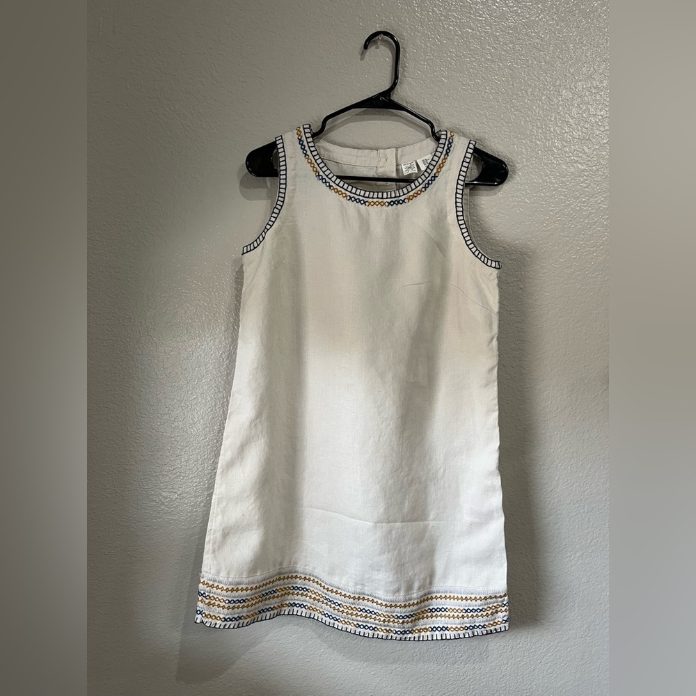 Artisan Ny Tank Dress Embroidered Navy and Gold Trim Sz XS vacation TC0449